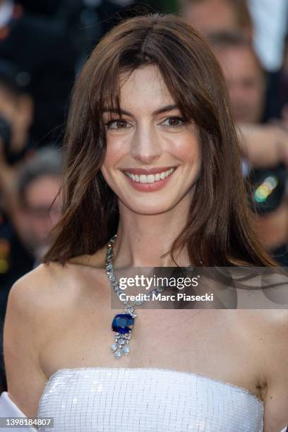 Actress Anne Hathaway attends the screening of "Armageddon Time" during the 75th annual Cannes film festival at Palais des Festivals on May 19, 2022...