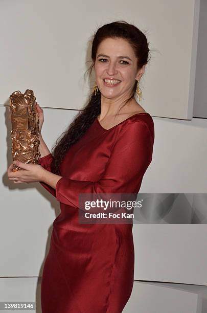 Laure Gardette poses after receiving a Cesar Award for the best Editor during the 37th Cesar Film Awards at Theatre du Chatelet on February 24, 2012...