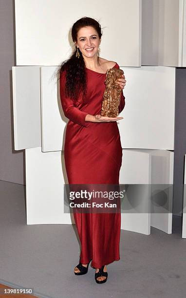 Laure Gardette poses after receiving a Cesar Award for the best Editor during the 37th Cesar Film Awards at Theatre du Chatelet on February 24, 2012...