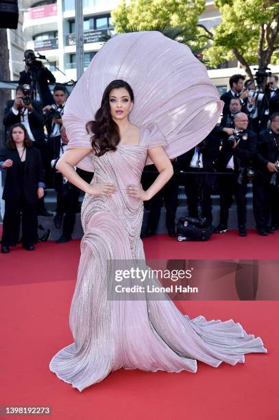 Aishwarya Rai Bachchan attends the screening of "Armageddon Time" during the 75th annual Cannes Film Festival at Palais des Festivals on May 19, 2022...