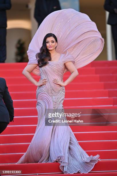 Aishwarya Rai Bachchan attends the screening of "Armageddon Time" during the 75th annual Cannes Film Festival at Palais des Festivals on May 19, 2022...