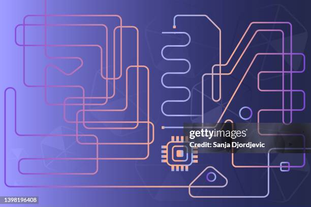 circuit board and the cpu chip - circuit board close up stock illustrations