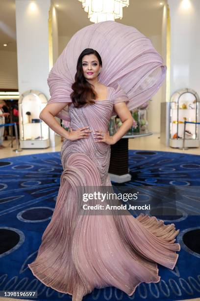 Aishwarya Rai Bachchan is seen at the Martinez Hotel during the 75th annual Cannes film festival on May 19, 2022 in Cannes, France.