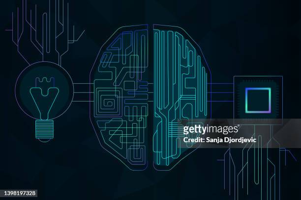 human brain circuit grid - neuroscience stock illustrations