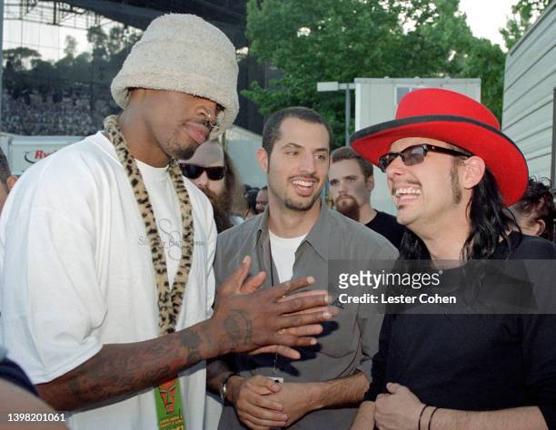 Basketball player Dennis Rodman, of the Los Angeles Lakers and American singer, songwriter, and musician Jonathan Davis, of the American nu metal...