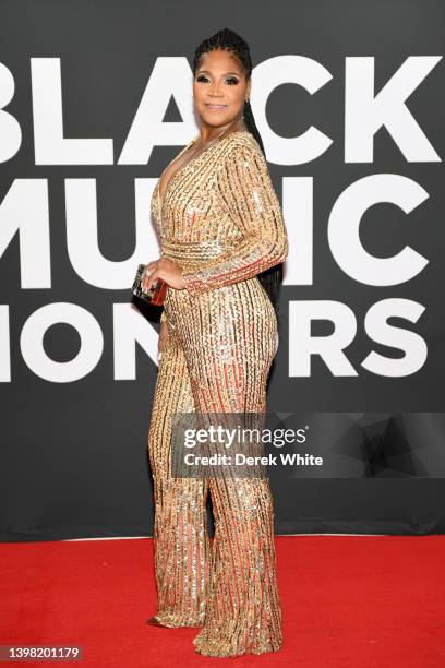 Trina Braxton attends Black Music Honors 2022 at Cobb Energy Performing Arts Centre on May 19, 2022 in Atlanta, Georgia.