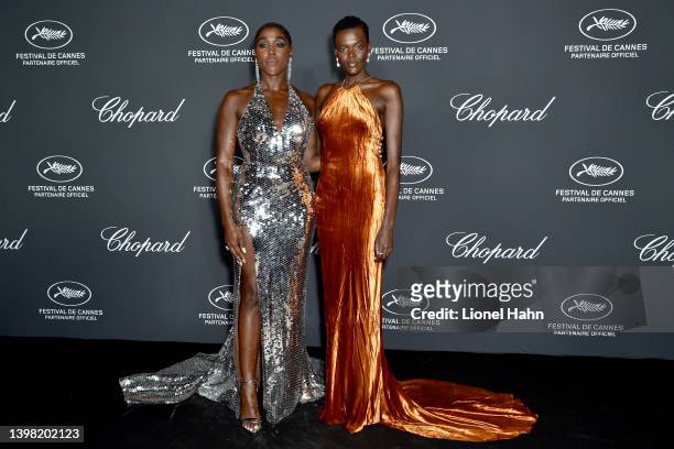 Lashana Lynch and Sheila Atim attend the photocall for the Chopard Trophy during the 75th annual Cannes film festival at Martinez Hotel on May 19,...