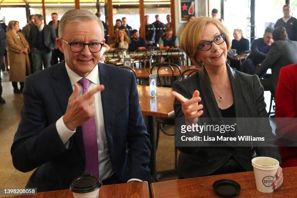 Labor Leader Anthony Albanese and former Australian Prime Minister Julia Gillard meet at Sfizio Cafe, which is in the electorate of Sturt, on May 20,...