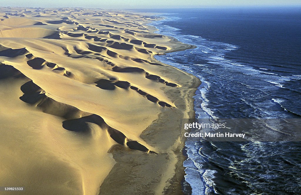 Aerial view of coastal dunes, Namib Desert, Namibia
