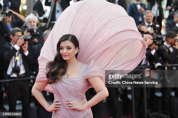 Model Aishwarya Rai Bachchan attends the screening of "Armageddon Time" during the 75th annual Cannes film festival at Palais des Festivals on May...