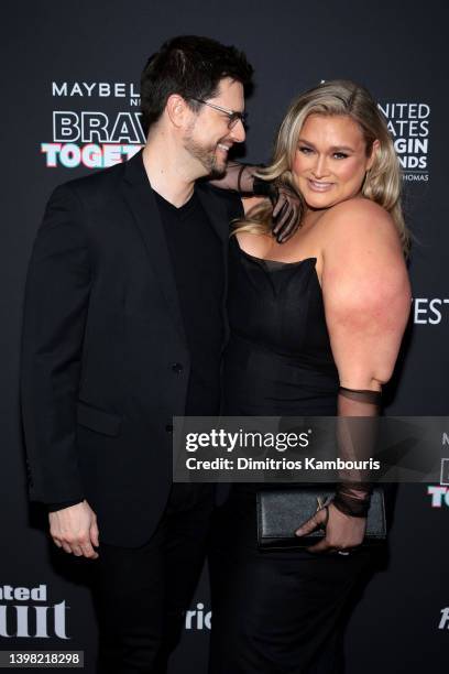 Brian Keys and Hunter McGrady attend the launch of the 2022 Issue and Debut of Pay With Change with Sports Illustrated Swimsuit at Hard Rock Hotel...