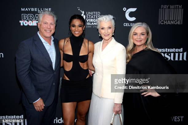 Ross Levinsohn, Ciara, Maye Musk and MJ Day attend the launch of the 2022 Issue and Debut of Pay With Change with Sports Illustrated Swimsuit at Hard...