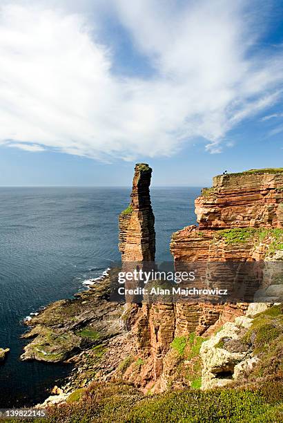the old man of hoy, a 450 tall sea stack on the western coast of isle of hoy. orkney islands, scotland, uk - orkney islands stock pictures, royalty-free photos & images