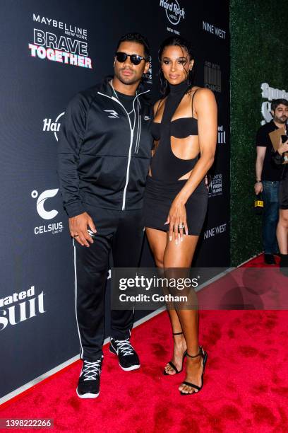 Russell Wilson and Ciara attend the Sports Illustrated Swimsuit Issue launch party at Hard Rock Hotel Times Square on May 19, 2022 in New York City.