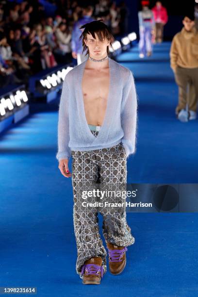 Model walks the runway for the Dior Men's Spring/Summer 2023 Collection on May 19, 2022 in Los Angeles, California.