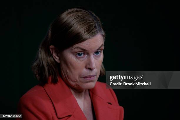 Chief Health Officer Dr. Kerry Chant speaks at a press conference related to flu vaccines and the arrival of Monkeypox on May 20, 2022 in Sydney,...