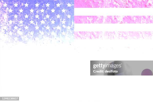 a bright horizontal vector background of usa flag on transparent peeled plaster effect faded  paper - grunge stars and stripes stock illustrations