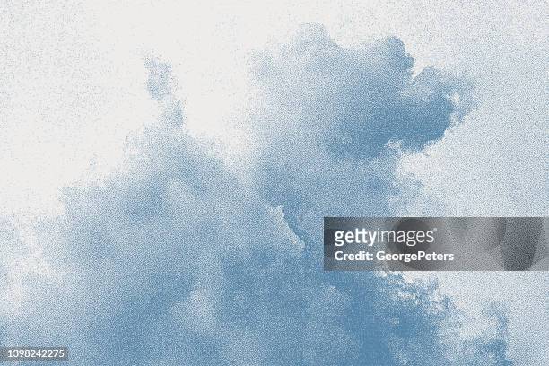vektor-stipple-illustration von gewitterwolken - grobkörnig stock-grafiken, -clipart, -cartoons und -symbole