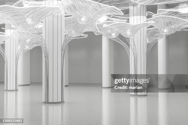 3d rendering, modern architectural space - white fibres stock pictures, royalty-free photos & images