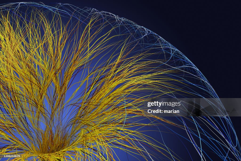 3d Rendering Neural Network Emitted From The Center High-Res Stock ...