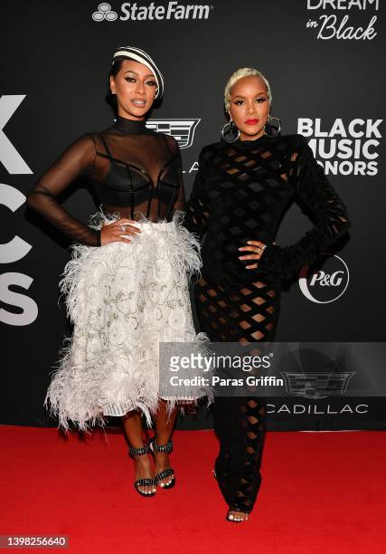 Keri Hilson and LeToya Luckett attend the 7th Annual Black Music Honors at Cobb Energy Performing Arts Centre on May 19, 2022 in Atlanta, Georgia.