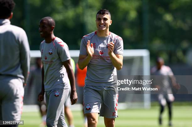 Mohamed Elyounoussi during a Southampton FC training session at the Staplewood Campus on May 19, 2022 in Southampton, England.