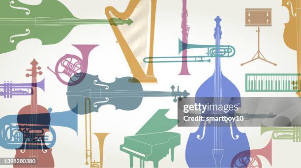 classical music instruments - musical instrument stock illustrations