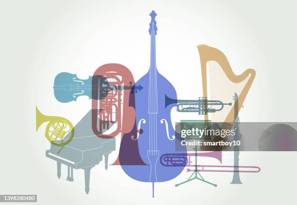 classical music instruments - orchestra icon stock illustrations