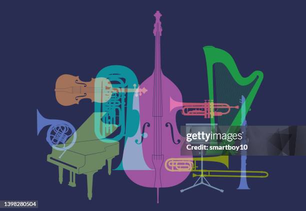 classical music instruments - string quartet stock illustrations