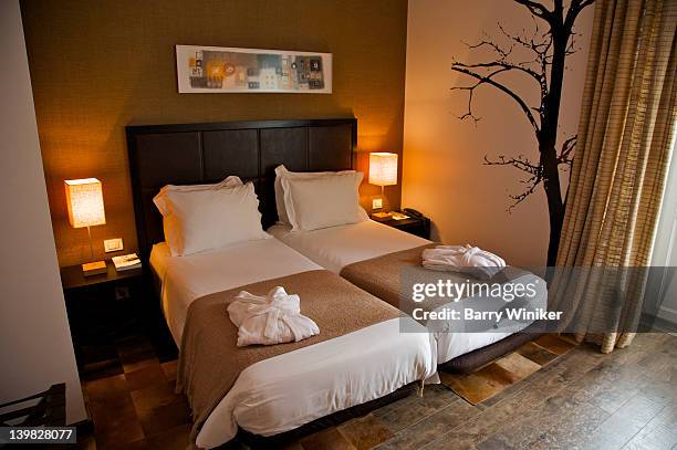 guest room at international design hotel, lisbon, portugal - guest bedroom stock pictures, royalty-free photos & images