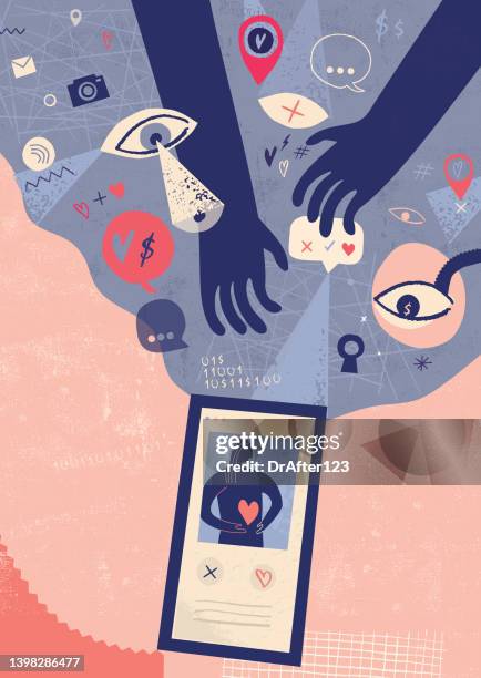 dating online privacy violations - locker stock illustrations