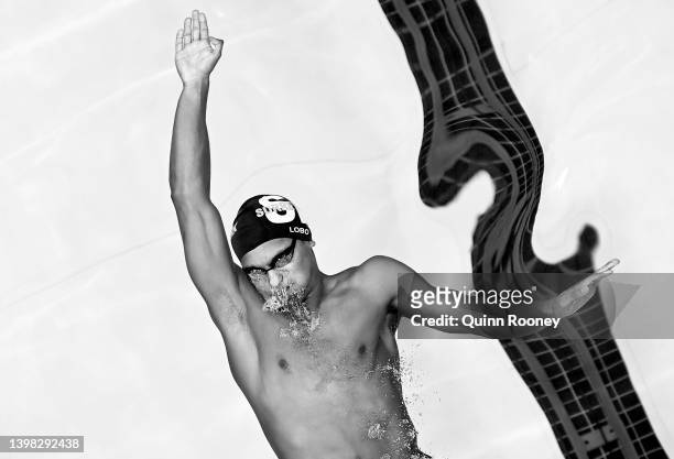 Ryan Alexander Lobo of Australia competes in the Mens 50 Metre Backstroke during day three of the 2022 Australian Swimming Championships at SA...