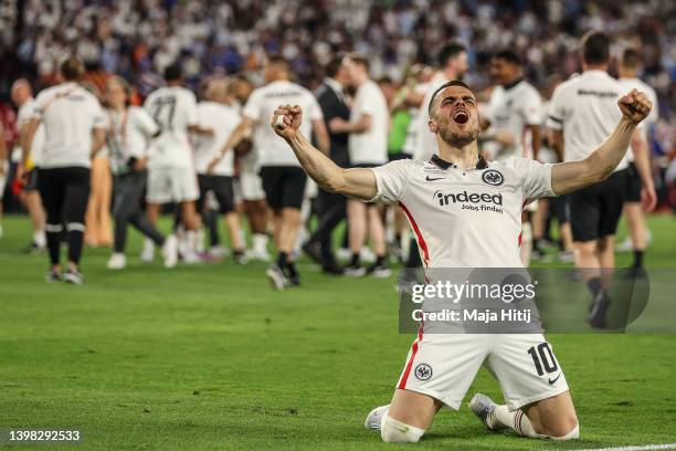 Filip Kostic of Eintracht Frankfurt celebrate after the UEFA Europa League final match between Eintracht Frankfurt and Rangers FC at Estadio Ramon...