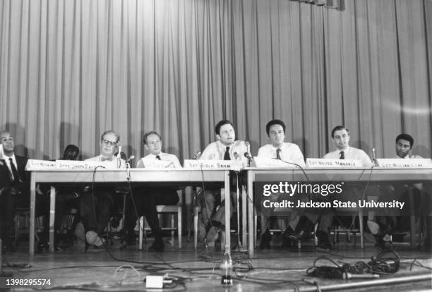 Panel of State and National Political leaders in the Jackson State College auditorium at a public hearing investigating the May 15th 1970 shooting of...