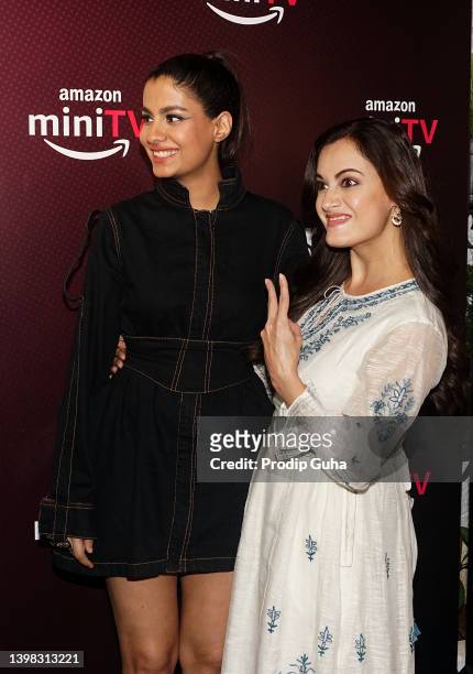 Shreya Dhanwanthary and Dia Mirza attend the two short film screening ' Gray' and 'Tasalli' on May 20, 2022 in Mumbai, India