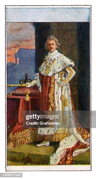 king art nouveau illustration - king portrait painting stock illustrations
