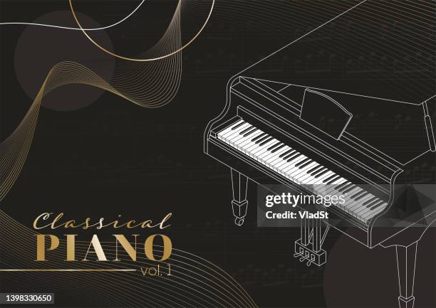 piano classical music background pianist concert musical poster cover design - piano cover stock illustrations