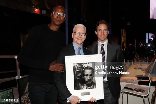 Artist Mark Bradford, Anderson Cooper and Peter W. Kunhardt Jr. Attend Gordon Parks Foundation Awards Dinner at Cipriani 42nd Street on May 19, 2022...
