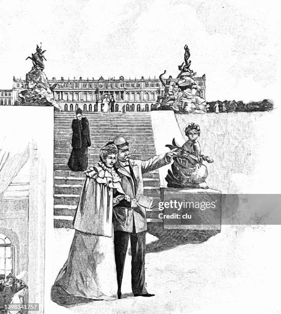 herrenchiemsee, castle - herrenchiemsee castle stock illustrations