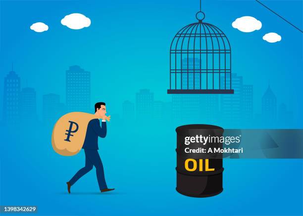 economic crisis and oil - combat fraud stock illustrations