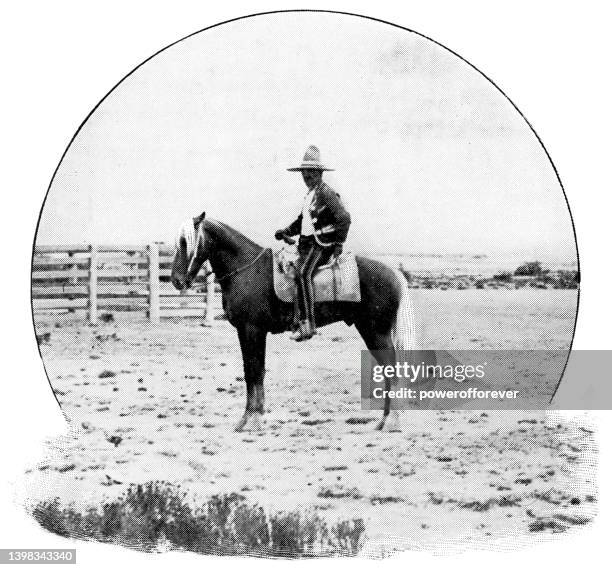 charro cowboy in mexico - 19th century - mexican cowboy stock illustrations