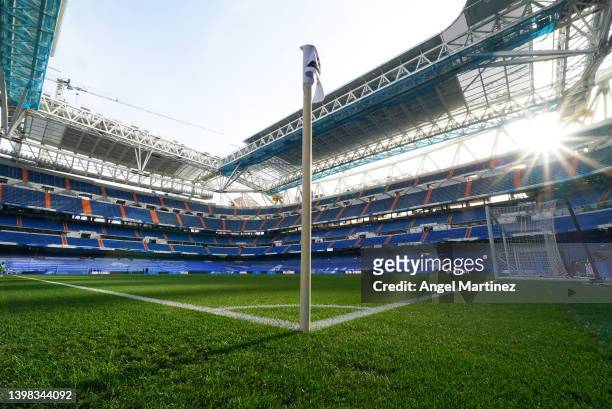 General view inside the stadium prior to the LaLiga Santander match between Real Madrid CF and Real Betis at Estadio Santiago Bernabeu on May 20,...