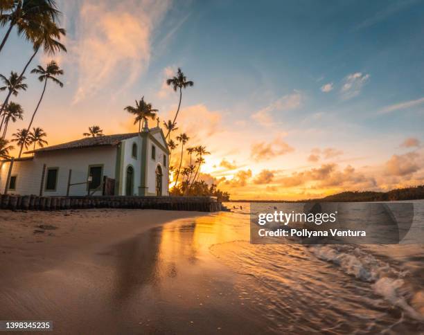 praia dos carneiros - church chapel stock pictures, royalty-free photos & images