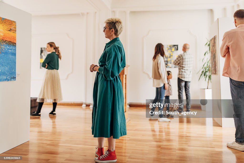 People in art gallery
