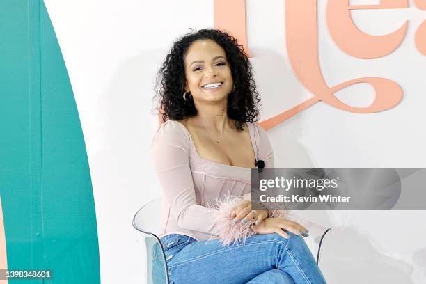 Singer, Actress & Co-Founder of Persona Technologies, Beignet Box & House of Gold Christina Milian speaks onstage during the BlogHer 22 Health on May...