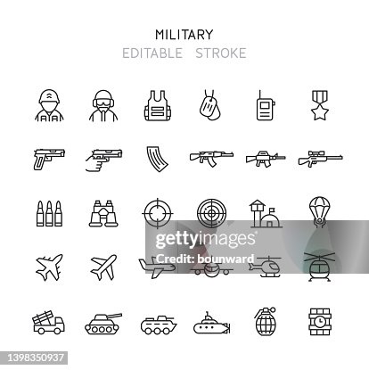 Military Line Icons Editable Stroke Military Line Icons Editable Stroke