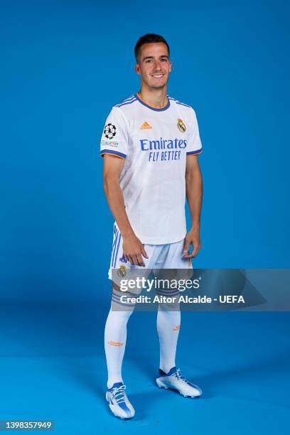 Lucas Vazque of Real Madrid CF poses during the UEFA Champions League Final Media Day at Valdebebas training ground on May 18, 2022 in Madrid, Spain.