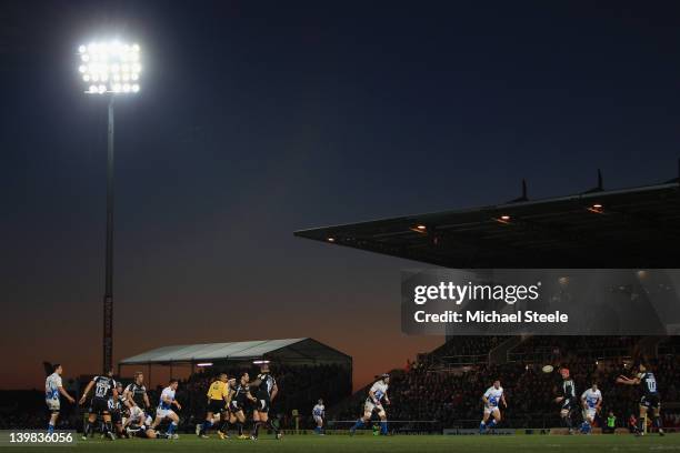 Ignacio Mieres of Exeter Chiefs receives a pass during the Aviva Premiership match between Exeter Chiefs and Bath at Sandy Park on February 25, 2012...