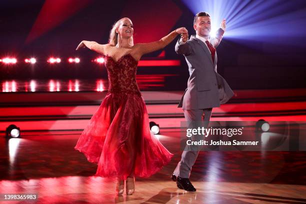 Isabel Edvardsson and Riccardo Basile perform on stage during the final show of the 15th season of the television competition show "Let's Dance" at...