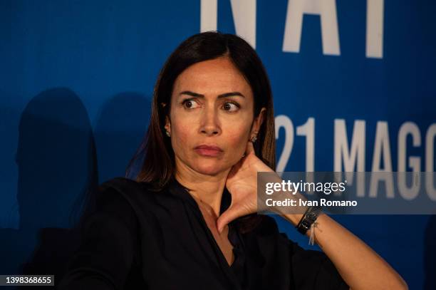 Mara Carfagna Minister for the South and Territorial Cohesion during the Forza Italia party convention at the Mostra d'Oltremare on May 20, 2022 in...